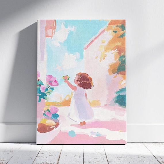 Pastel Childhood Nostalgia Art Playful Artwork Nursery Room Print Adorable Kids Poster Cute Child Poster Pastel Kids Wall Art Flowers