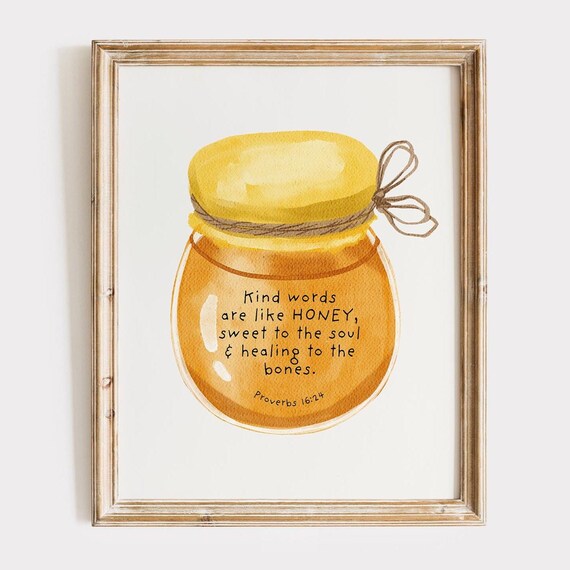 Honey Scripture Wall Art Prints With Bible Verse Room Decor For Christian Gifts Women Above Bed