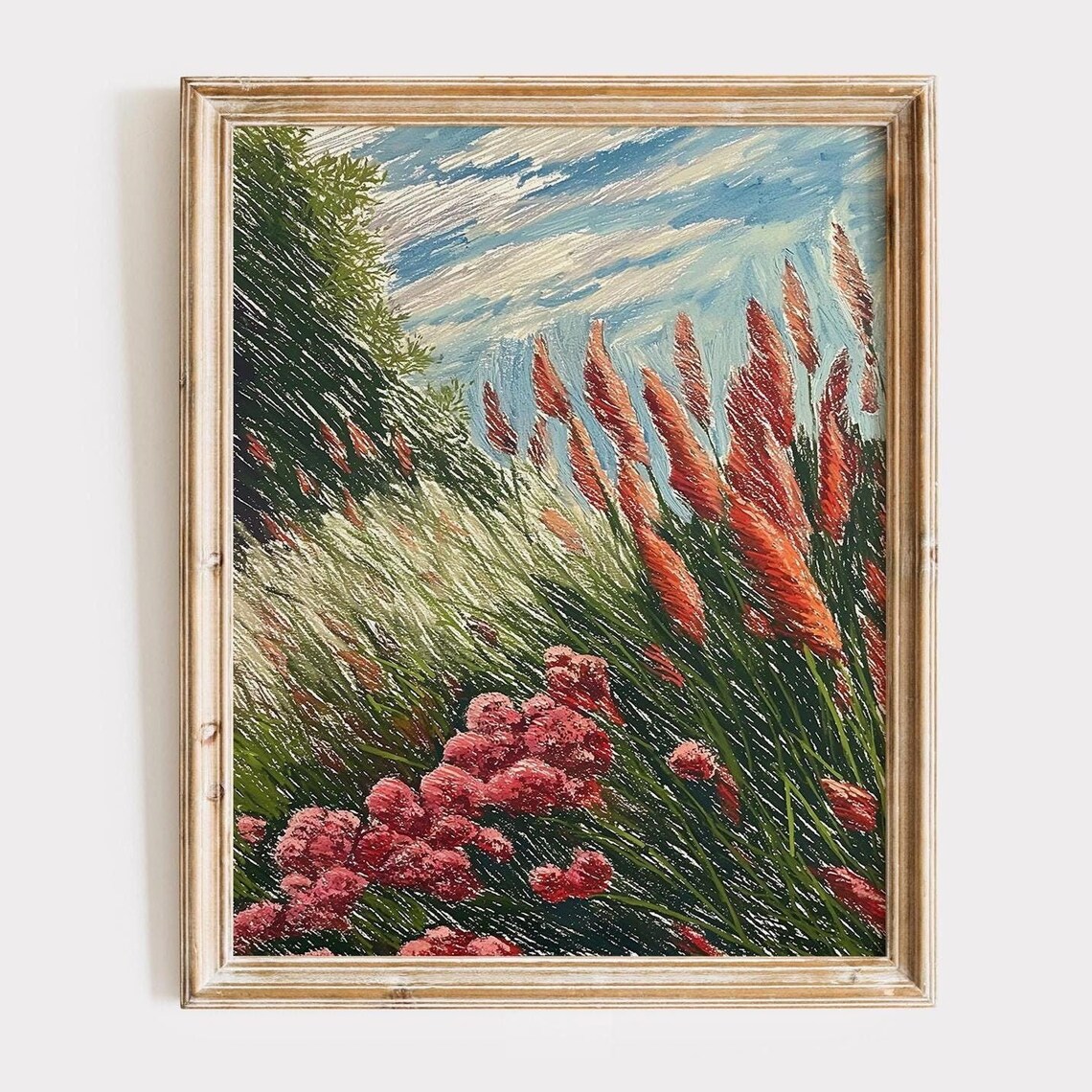 Red Poppy Meadow Wildflower Field Impressionist Painting Poster