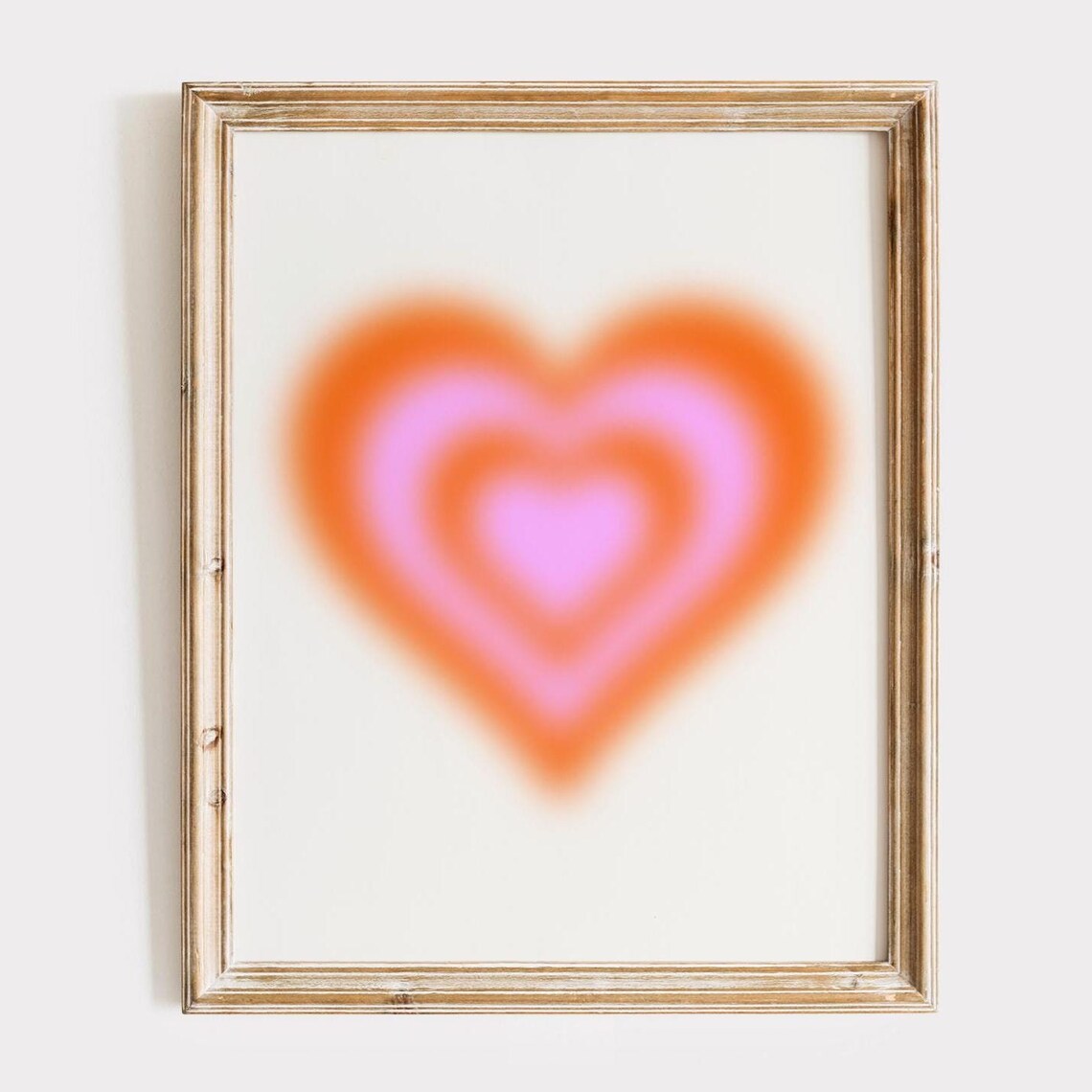 Pink And Orange Gradient Aura Heart Y2K Retro Trendy Wall Decor Poster