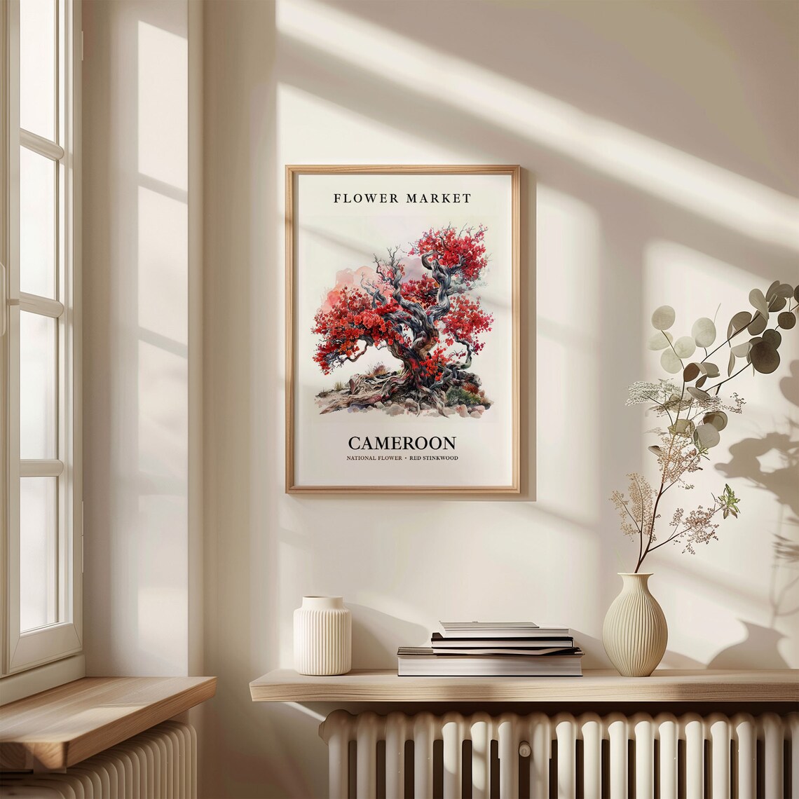 Cameroon Flower Market Art Print, Botanical Pastel - Image 3