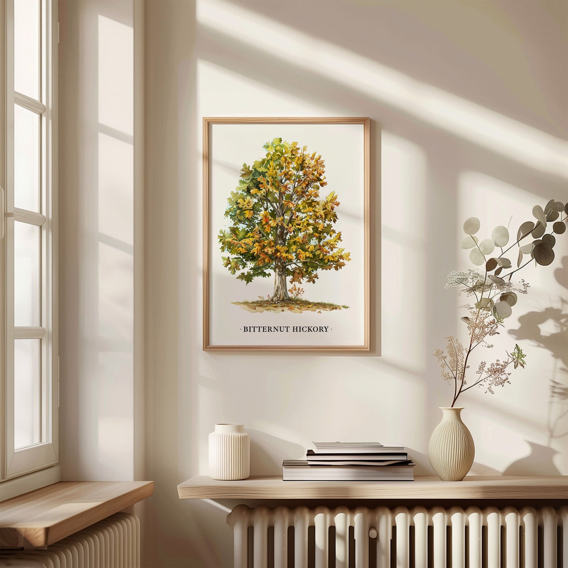 Bitternut Hickory Tree Autumn Watercolor Botanical Art Poster - Image 3
