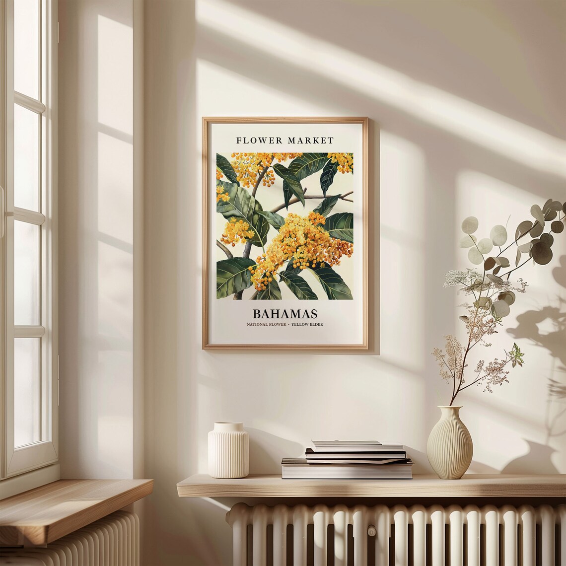 Bahamas Yellow Elder Flower Market National Flower Art Poster - Image 3