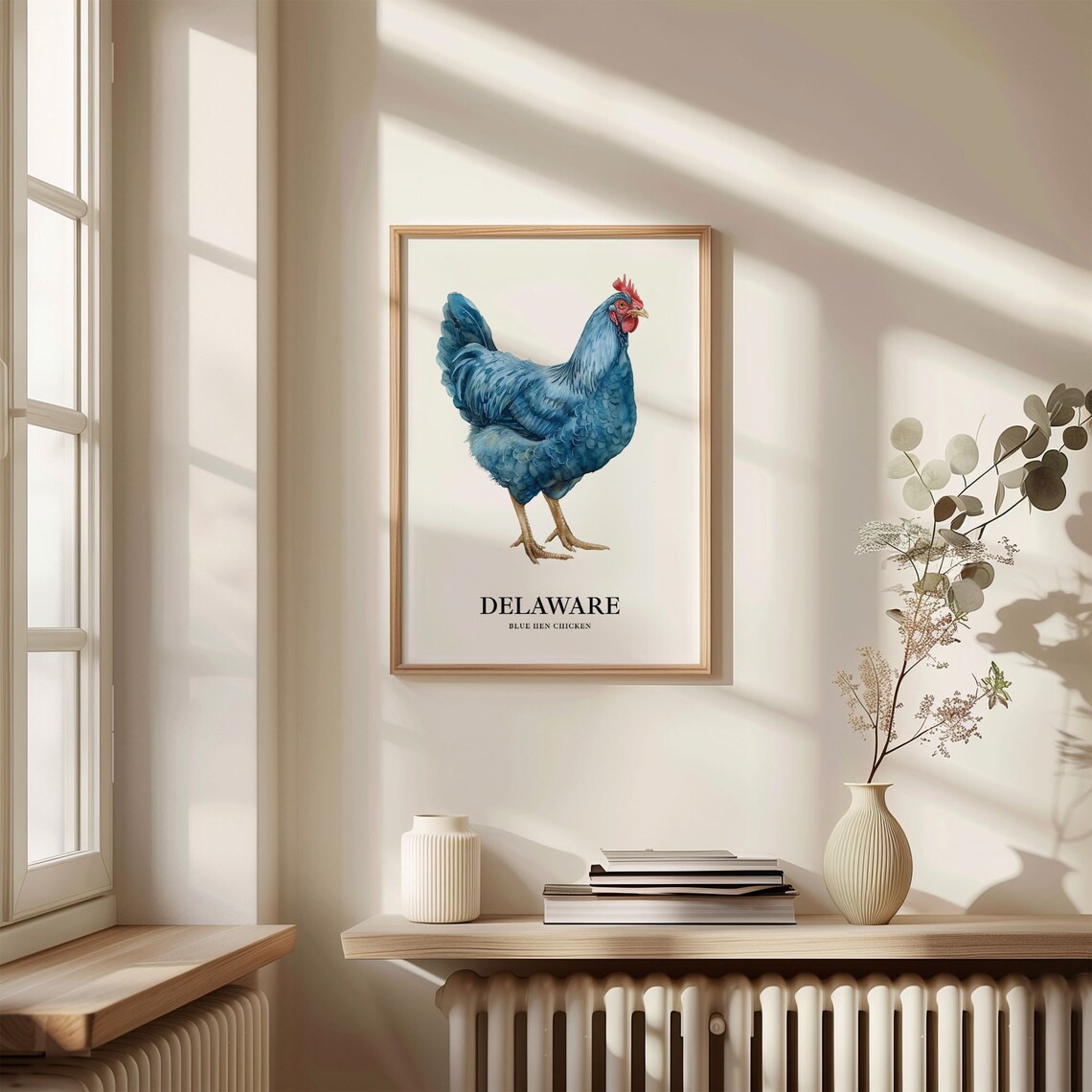 Delaware Blue Hen Chicken Watercolor Farmhouse Bird Art Poster - Image 3