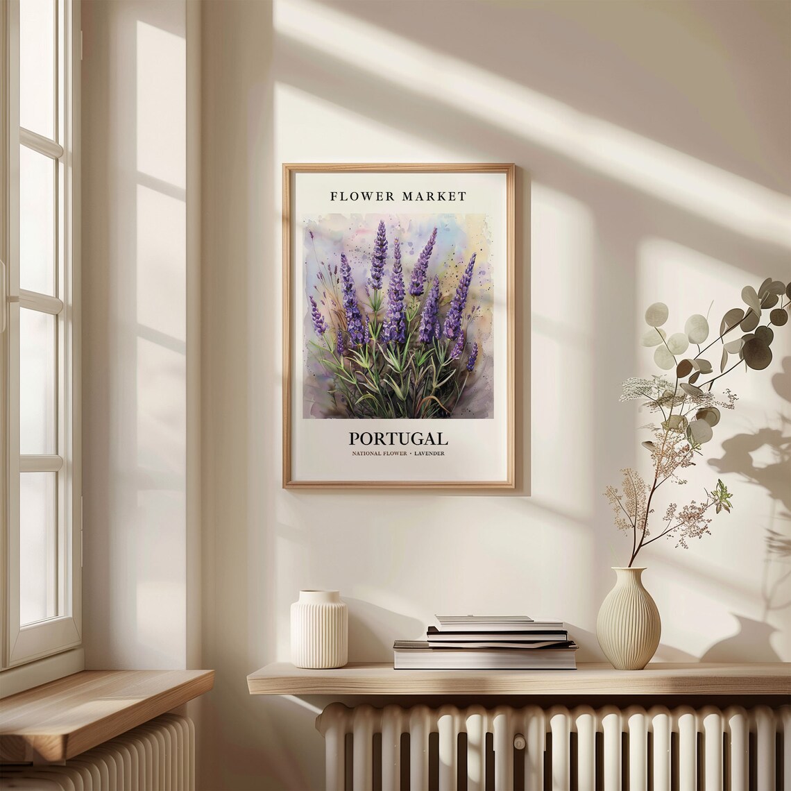 Portugal Lavender National Flower Market Purple Botanical Art Poster - Image 3