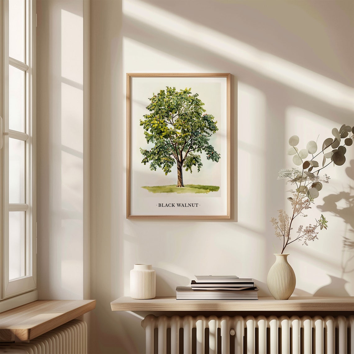 Black Walnut Tree Watercolor Botanical Illustration Nature Art Poster - Image 3