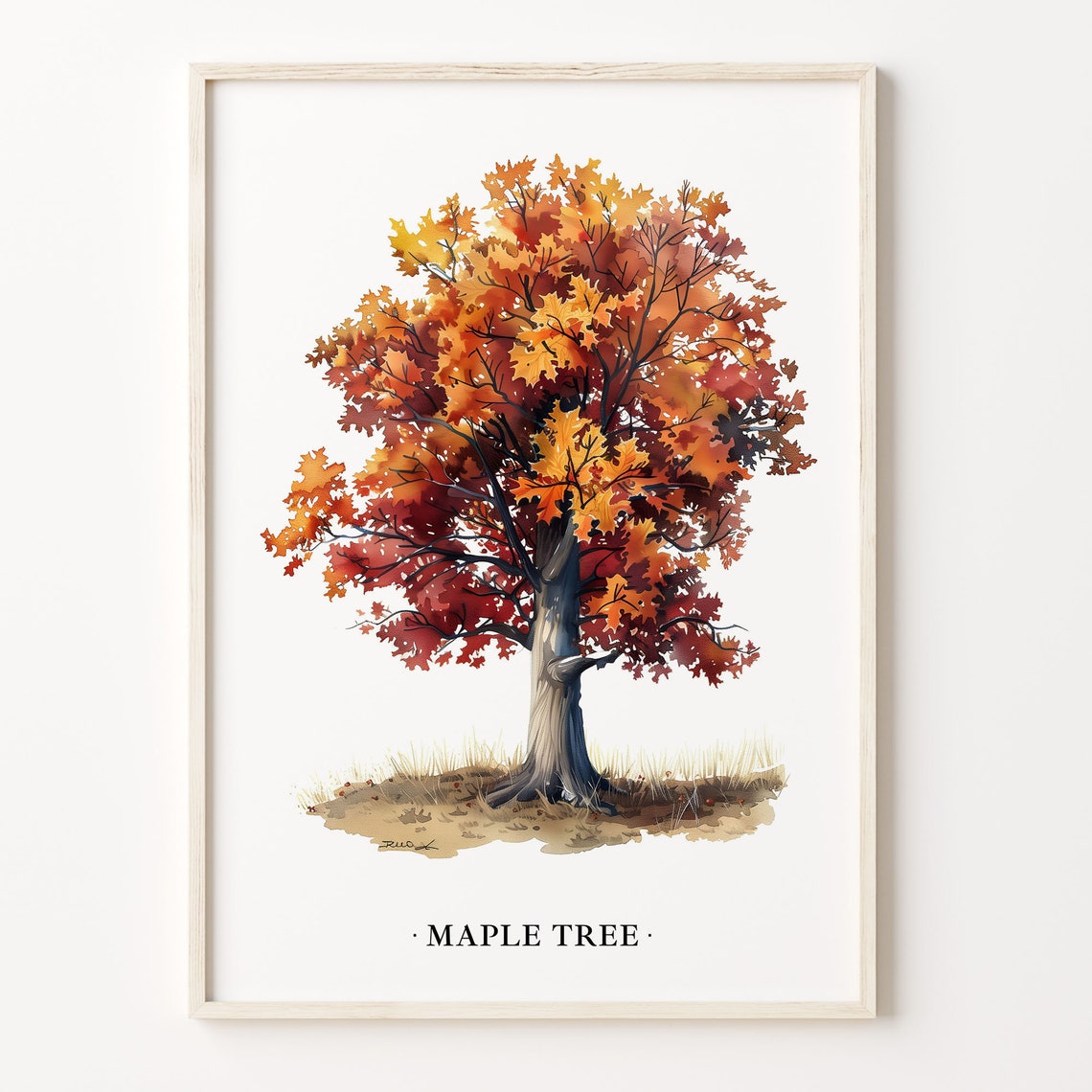 Maple Tree Watercolor Autumn Fall Foliage Botanical Decor Poster