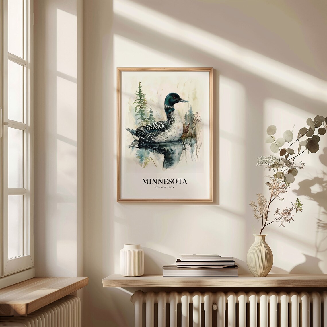 Minnesota State Bird And Flower Art Print - Image 3