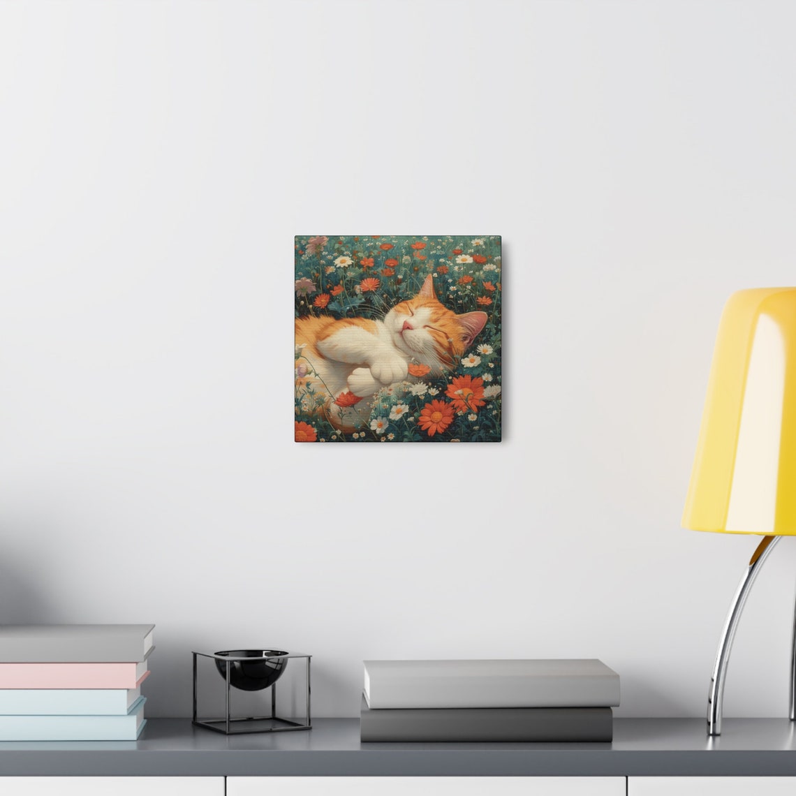 Orange and White Cat Smiling in an Orange Flower Field Poster - Image 5