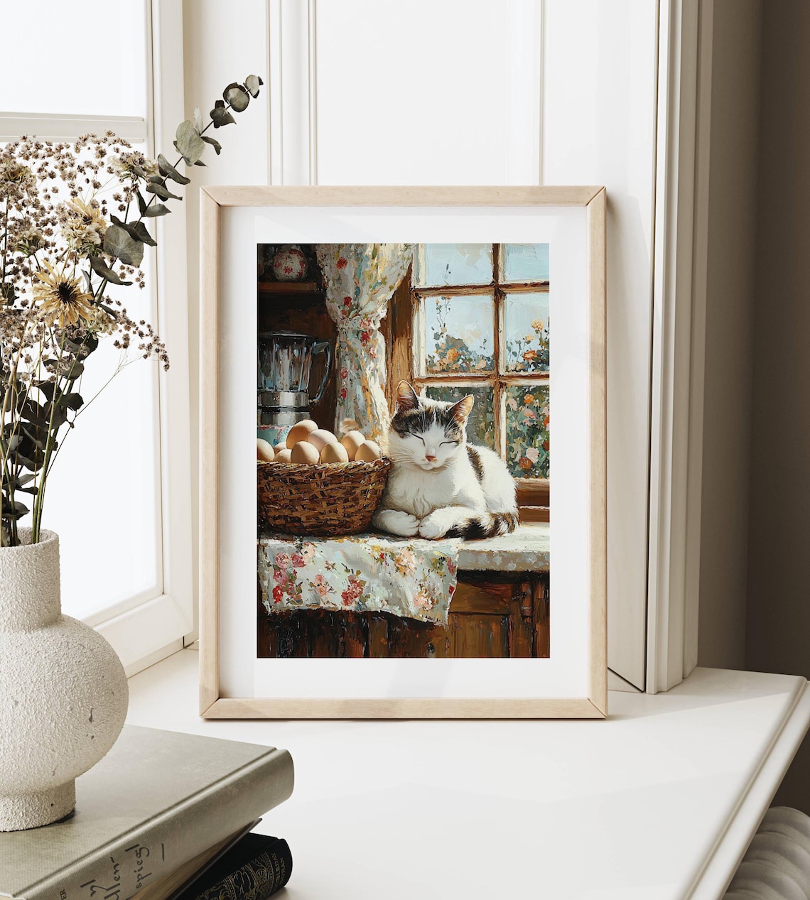 Tabby Cat Farmhouse Kitchen Art Print, Rustic Decor - Image 5