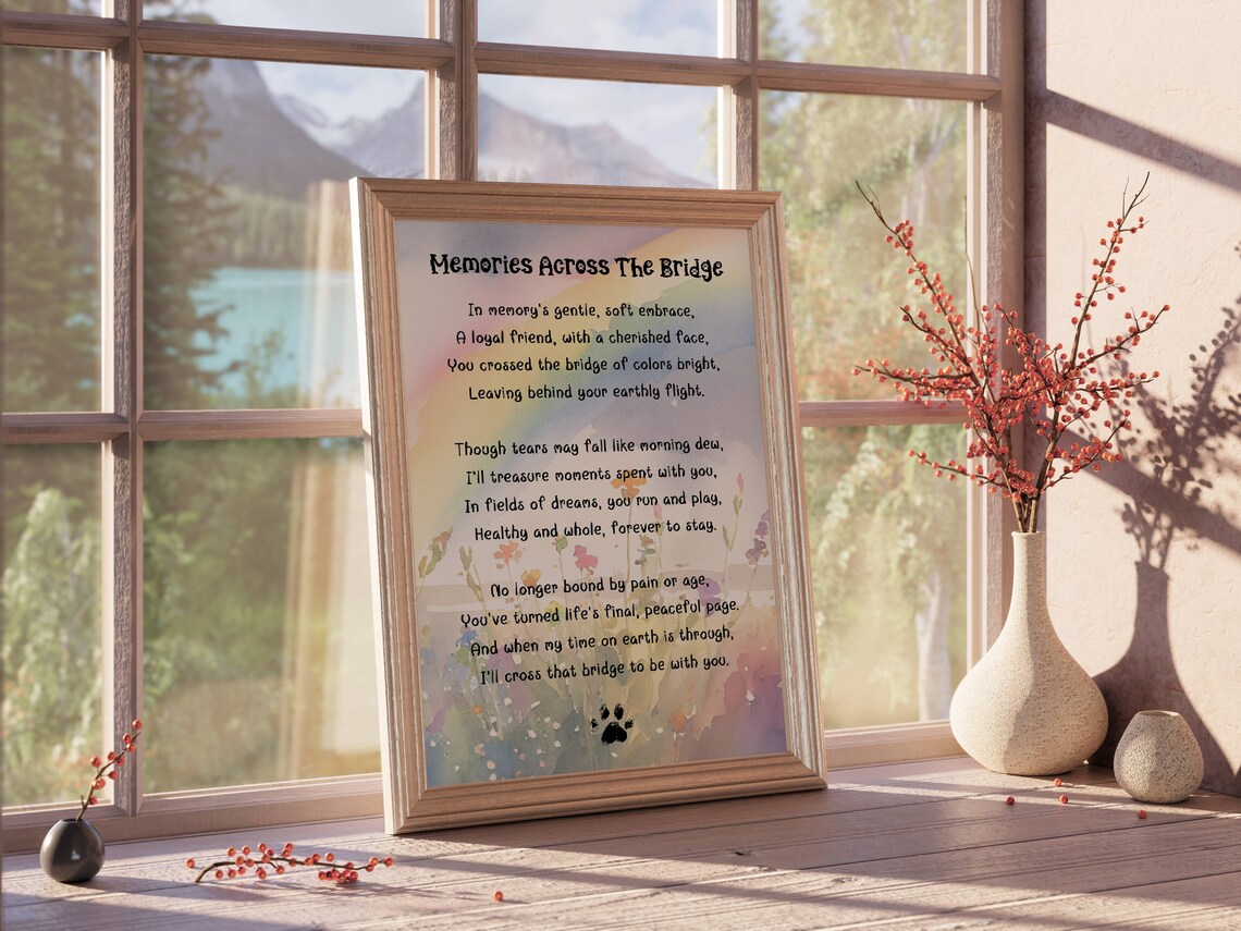 Pet Memorial Poem, Cat or Dog Loss Wall Art - Image 3