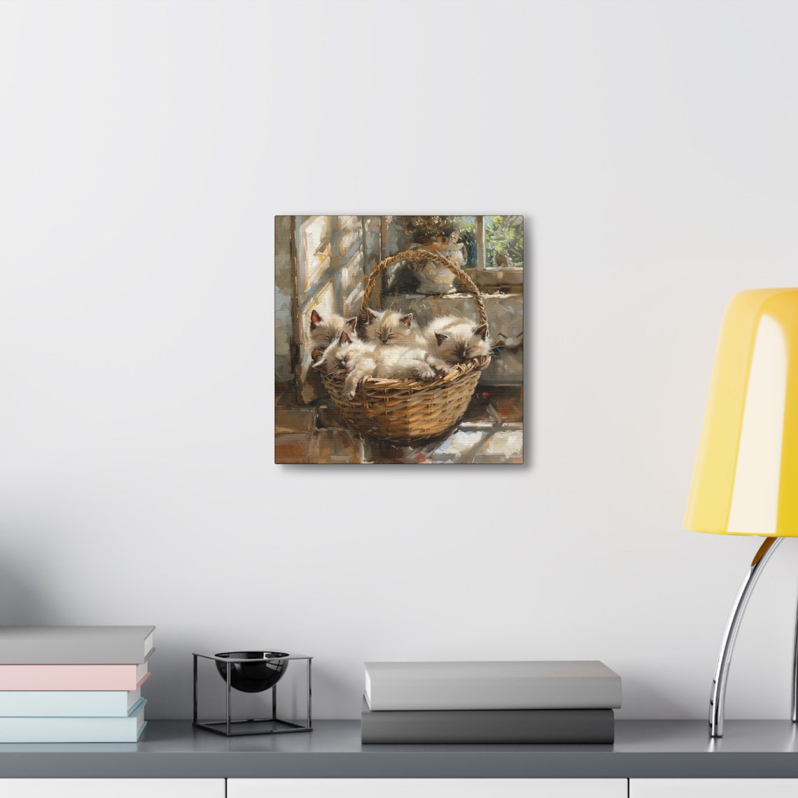 Four Sleeping Siamese Kittens in Wicker Basket Sunlit Window Poster - Image 6