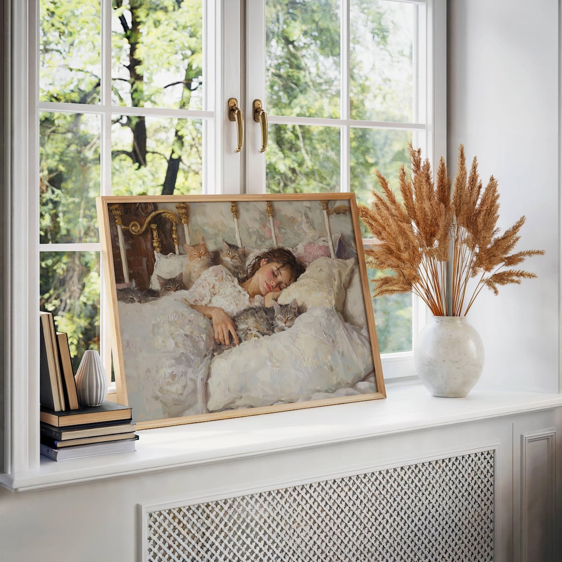 Woman Napping With Her Cats, Cat Lover Art Print - Image 5