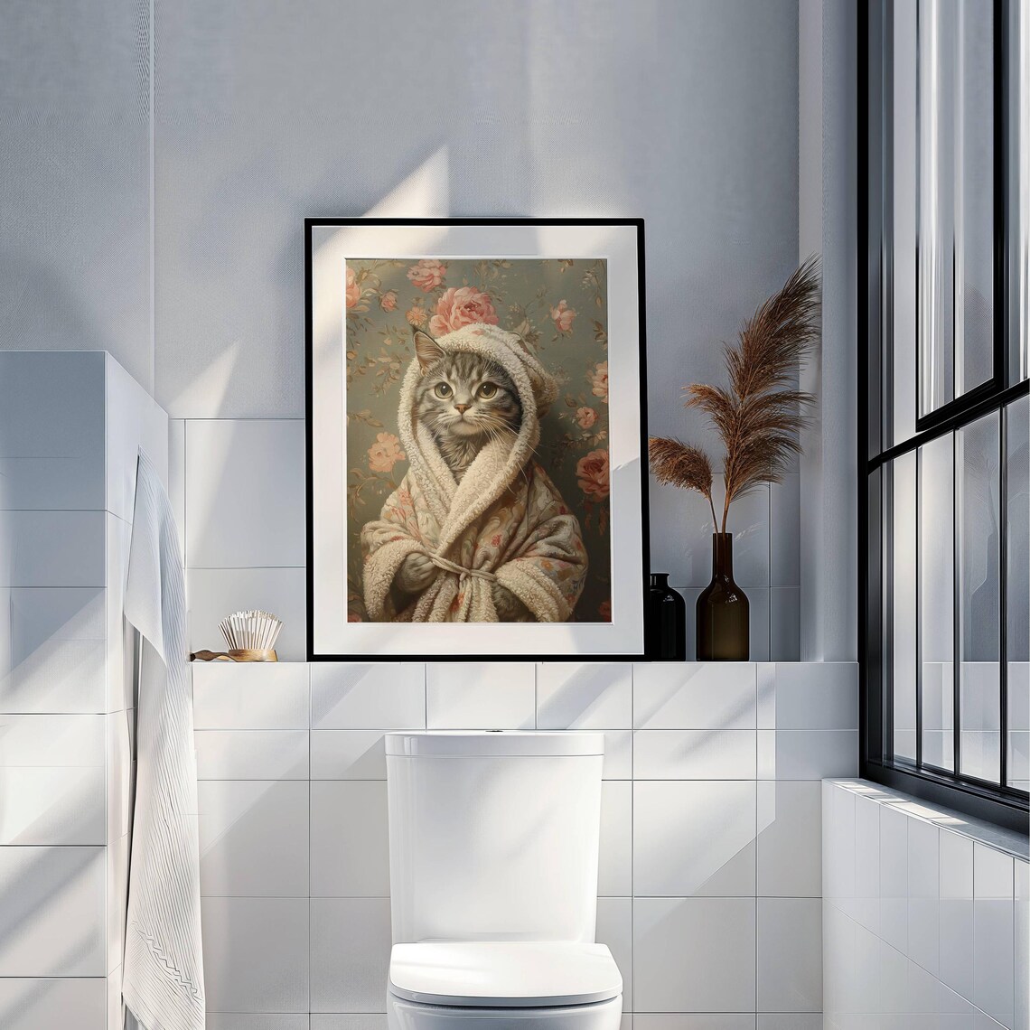 Tabby Cat In Bathrobe, Cat Lover Poster Print - Image 7