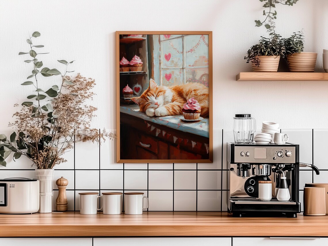 Ginger Cat In Cupcake Bakery, Valentine Poster - Image 6