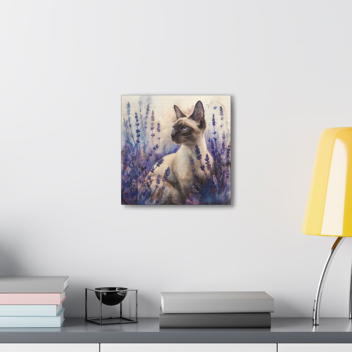 Elegant Siamese Cat Sitting Among Lavender Flowers Watercolor Poster - Image 4