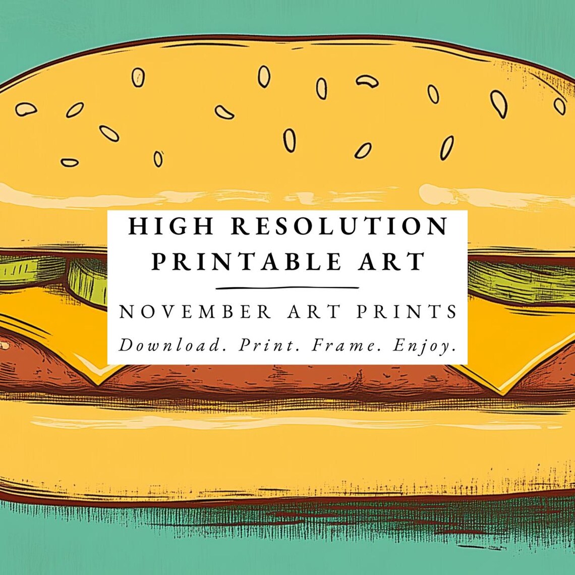Retro Hamburger Vintage Food Art Kitchen Poster - Image 4