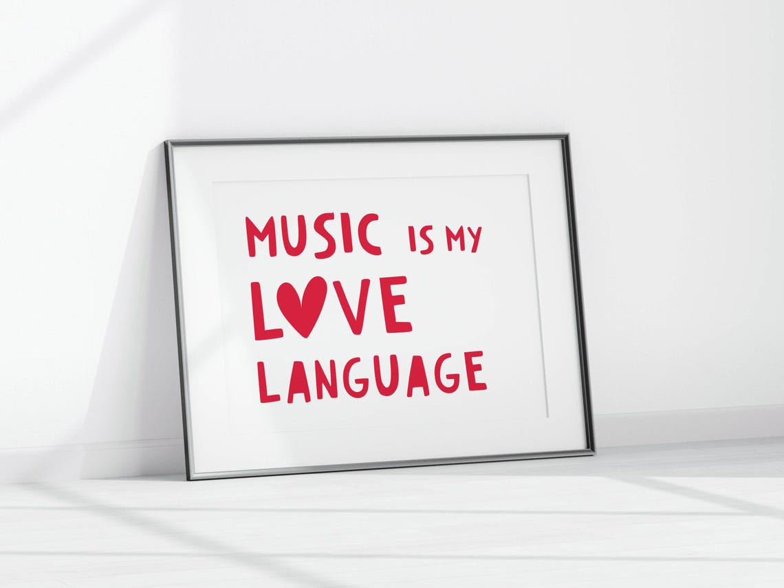 Music Is My Love Language Red Hand Lettered Typography Quote Poster - Image 2