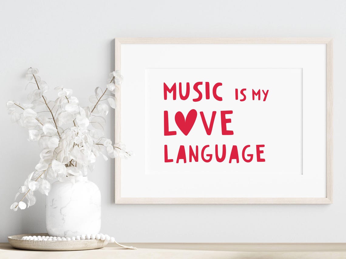 Music Is My Love Language Red Hand Lettered Typography Quote Poster - Image 4