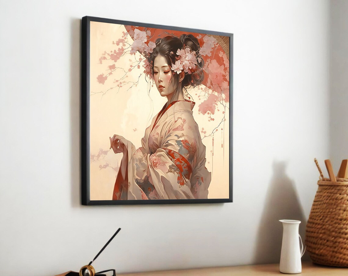 Elegant Geisha Painting, Traditional Japanese Culture - Image 5