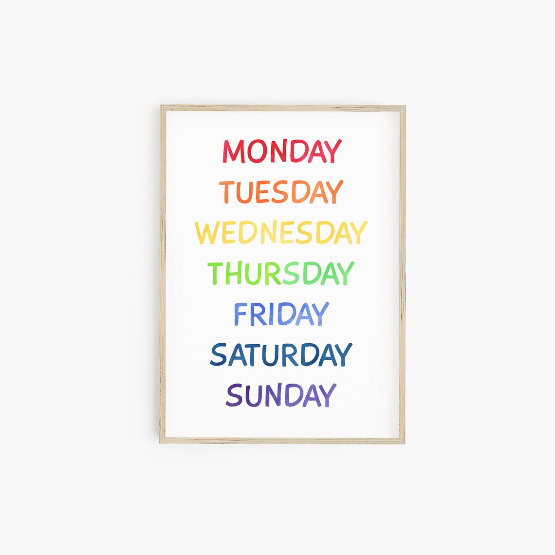 Days of the Week Classroom Educational Art Print - Image 3