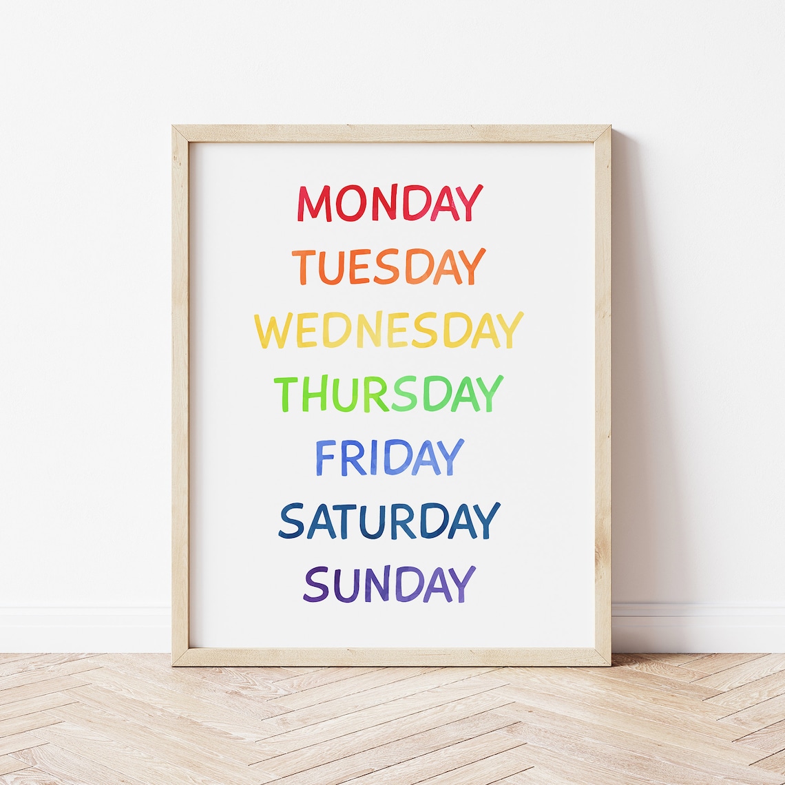 Days of the Week Classroom Educational Art Print