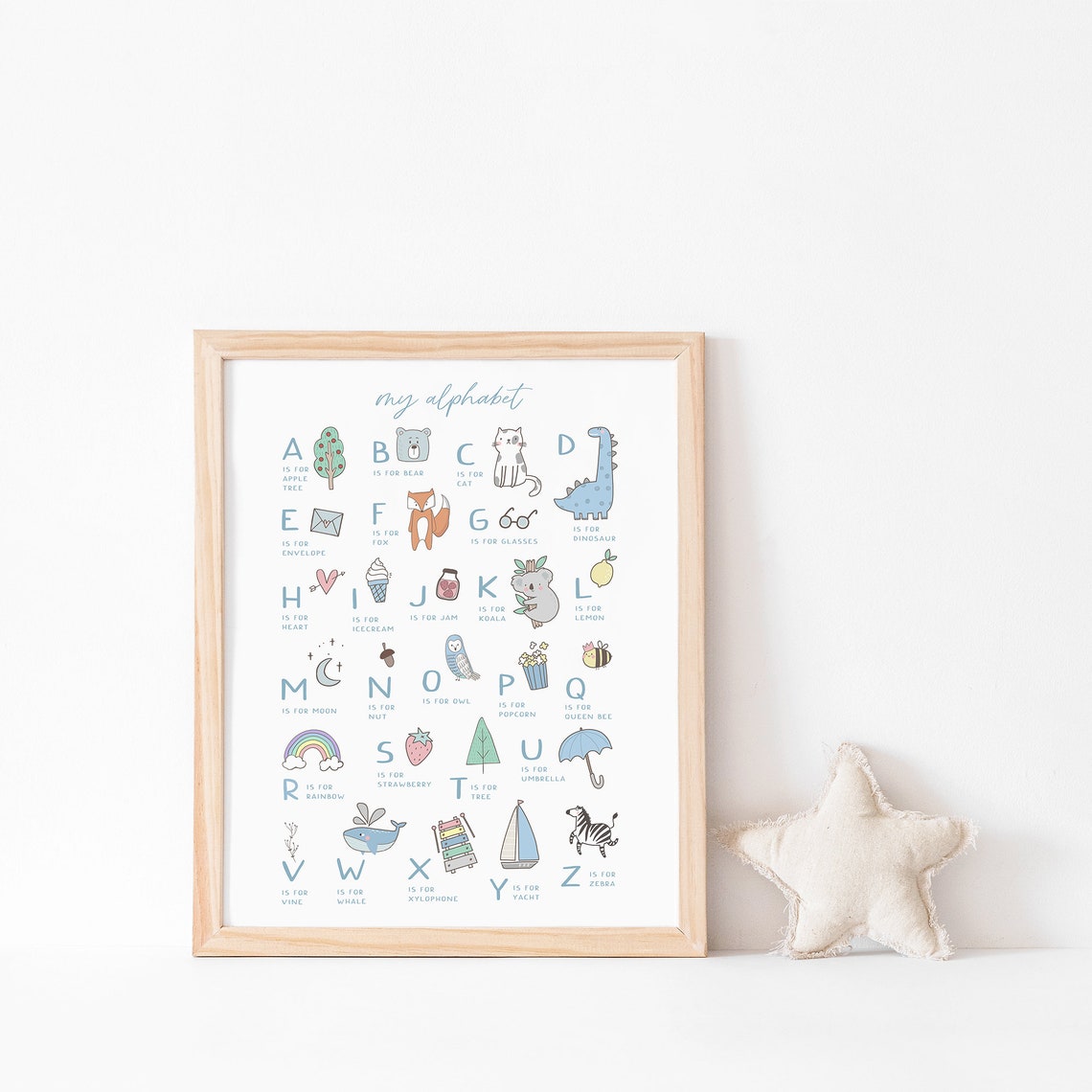 My Alphabet Blue Animal ABC Chart Educational Toddler Nursery Poster - Image 2