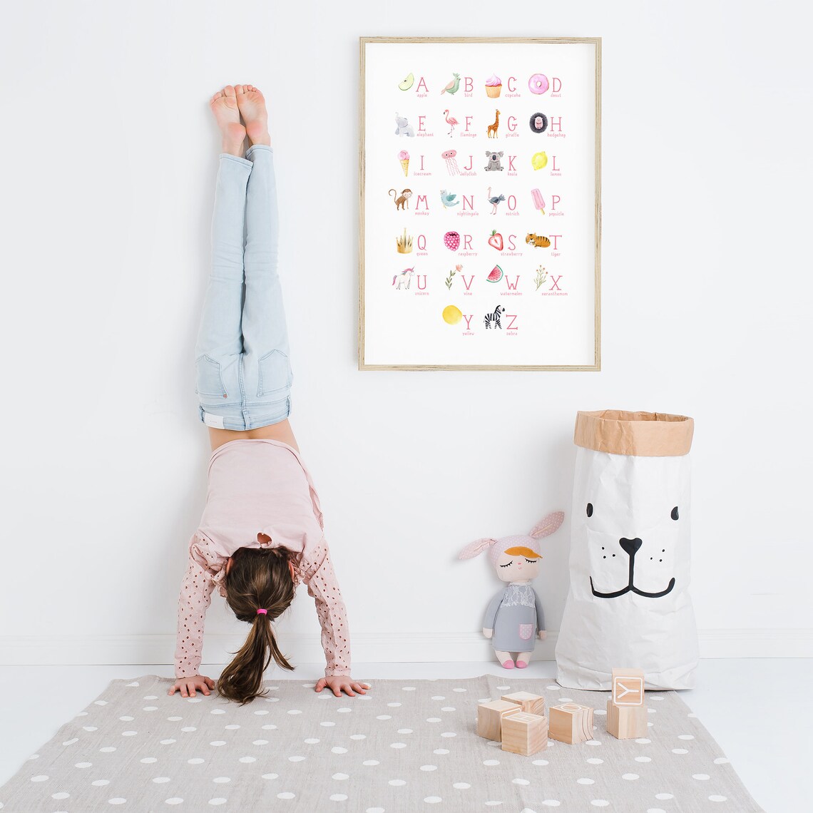 Girls Watercolor Alphabet Nursery Wall Art Print - Image 2
