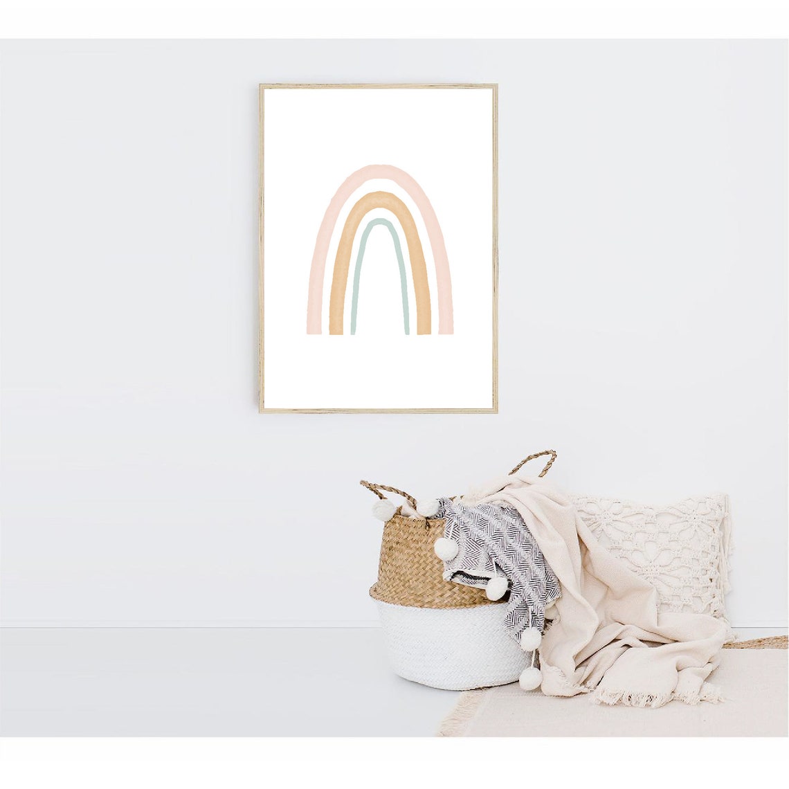 Blush Terracotta Sage Watercolor Rainbow Boho Nursery Wall Poster - Image 2