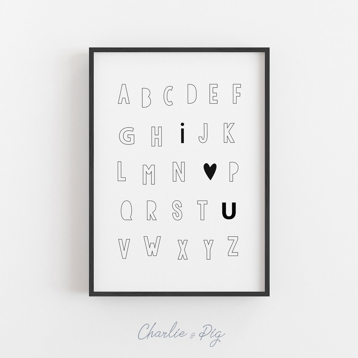 Alphabet Decor Monochrome Nursery Art Print - Image 3