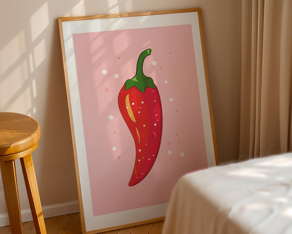 Chili Pepper Vintage Kitchen Art Print, Trendy Decor - Image 2