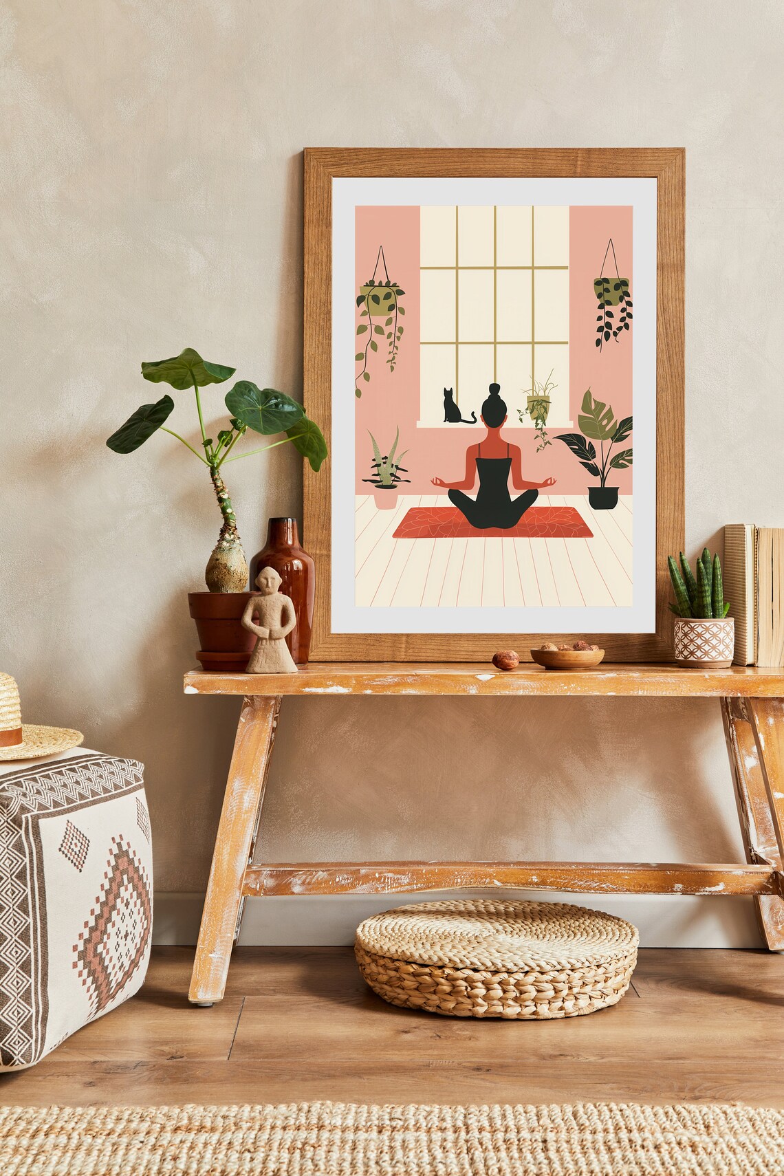 Yoga Cat And Woman Print, Yoga Room Decor - Image 3