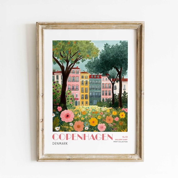Copenhagen Denmark Colorful Houses Blooming Flower Garden Poster