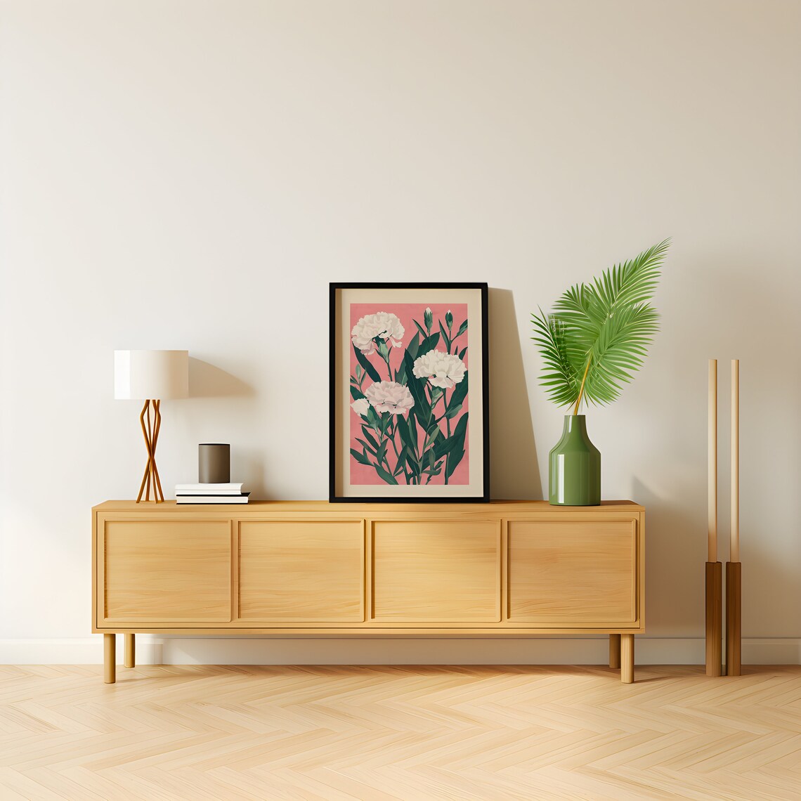 January Carnation Birth Flower Art Print, Botanical - Image 3