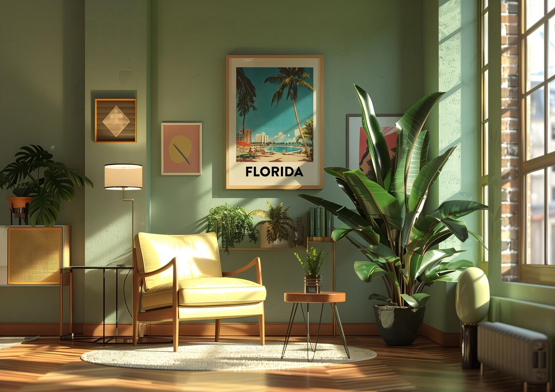 Florida Retro Travel Poster, Vintage Mid-Century Art Print - Image 4