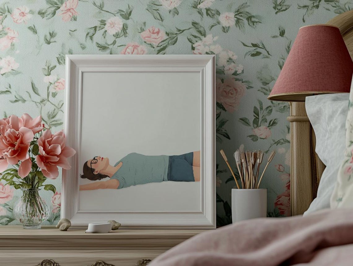 Sleeping Mother On Floor Funny Watercolor Motherhood Wall Art - Image 3