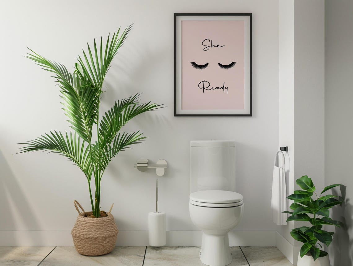 She Ready Pink Lashes Print Funny Bedroom Wall Art Dorm Decor Bathroom Poster Trendy Preppy Apartment Makeup Poster - Image 3