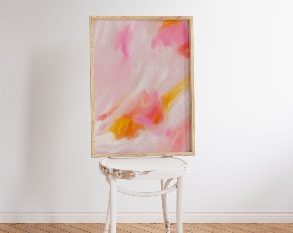 Abstract Gouache Art Print Neutral Minimalist Vertical Wall