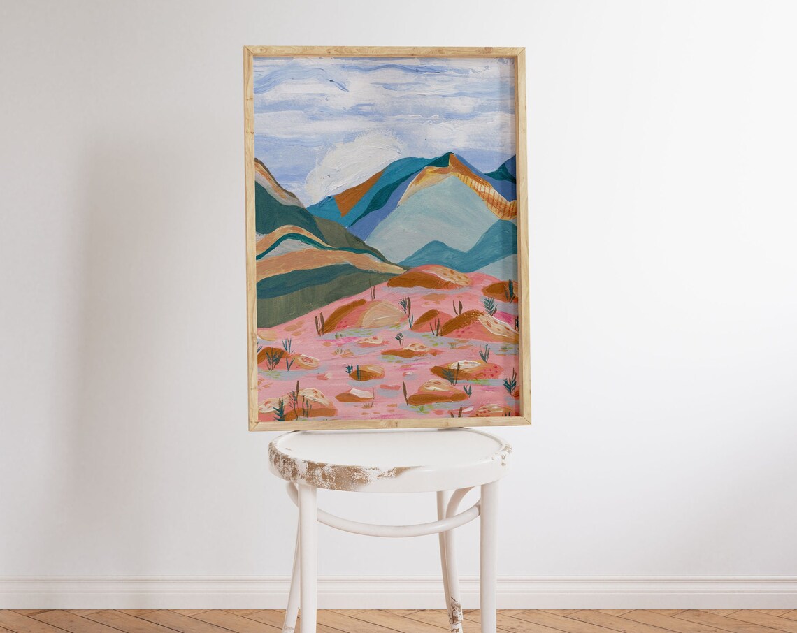 Abstract Mountain Scenery Art Print, Living Room Decor