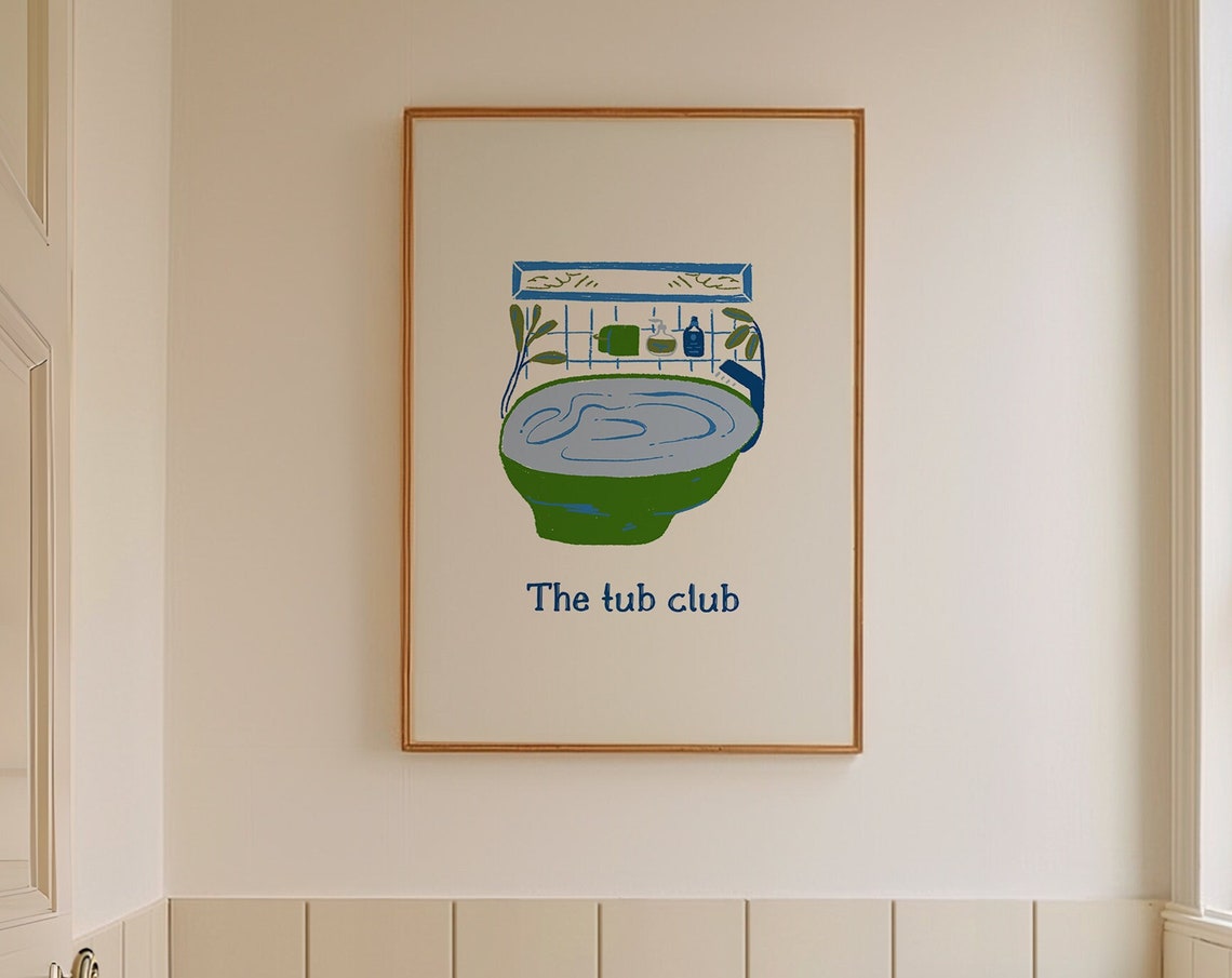 The Tub Club Green Bathtub Illustration Funny Bath Quote Poster - Image 5