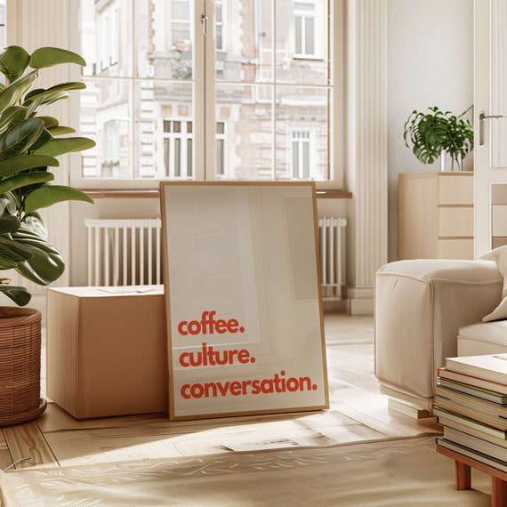 Coffee Culture Conversation Print Retro Cafe Wall Art