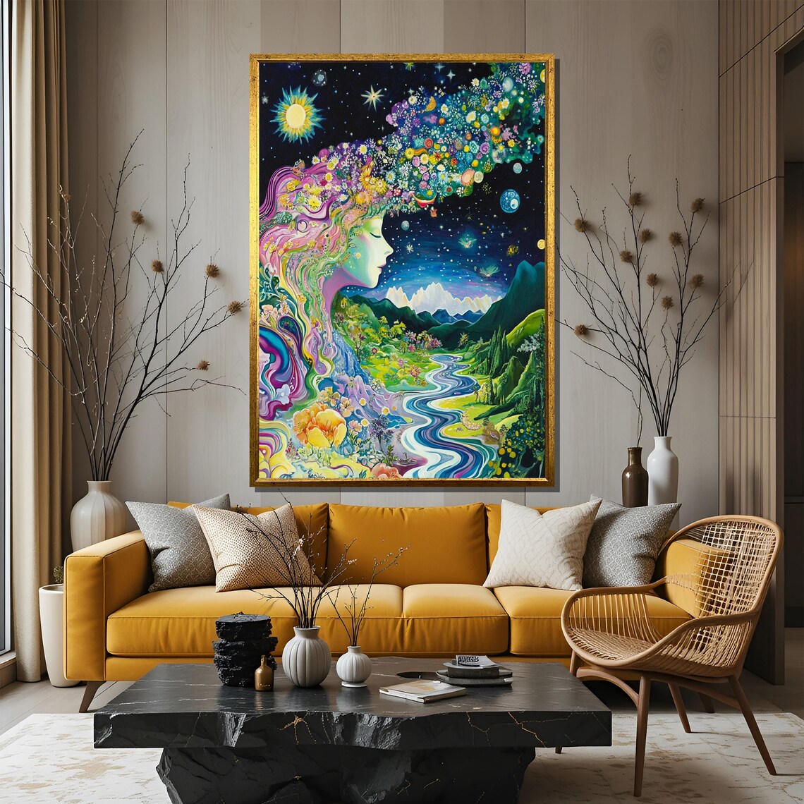 Fantasy Nature Goddess Painting, Surreal Landscape Art - Image 3