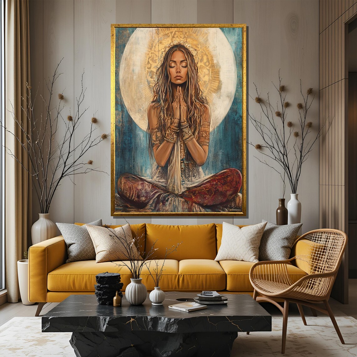 Boho Woman Meditative Art Print, Zen Mindfulness Gift - Image 3