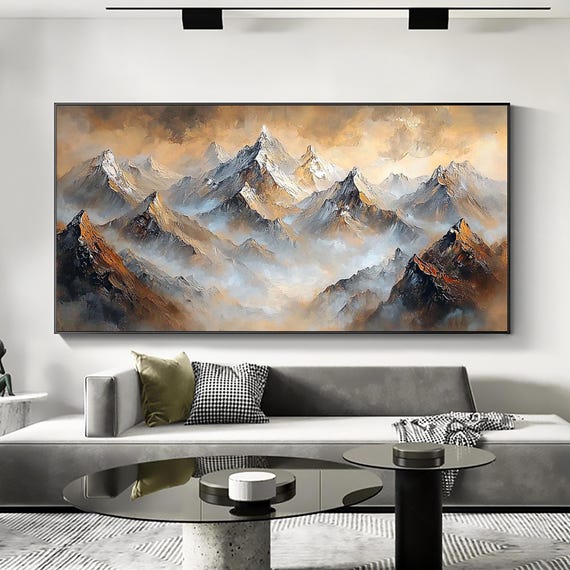 Abstract Colorful Mountain Oil Painting On Original Landscape Painting Large Texture Scenery Wall Art Modern Living Room Home Decor
