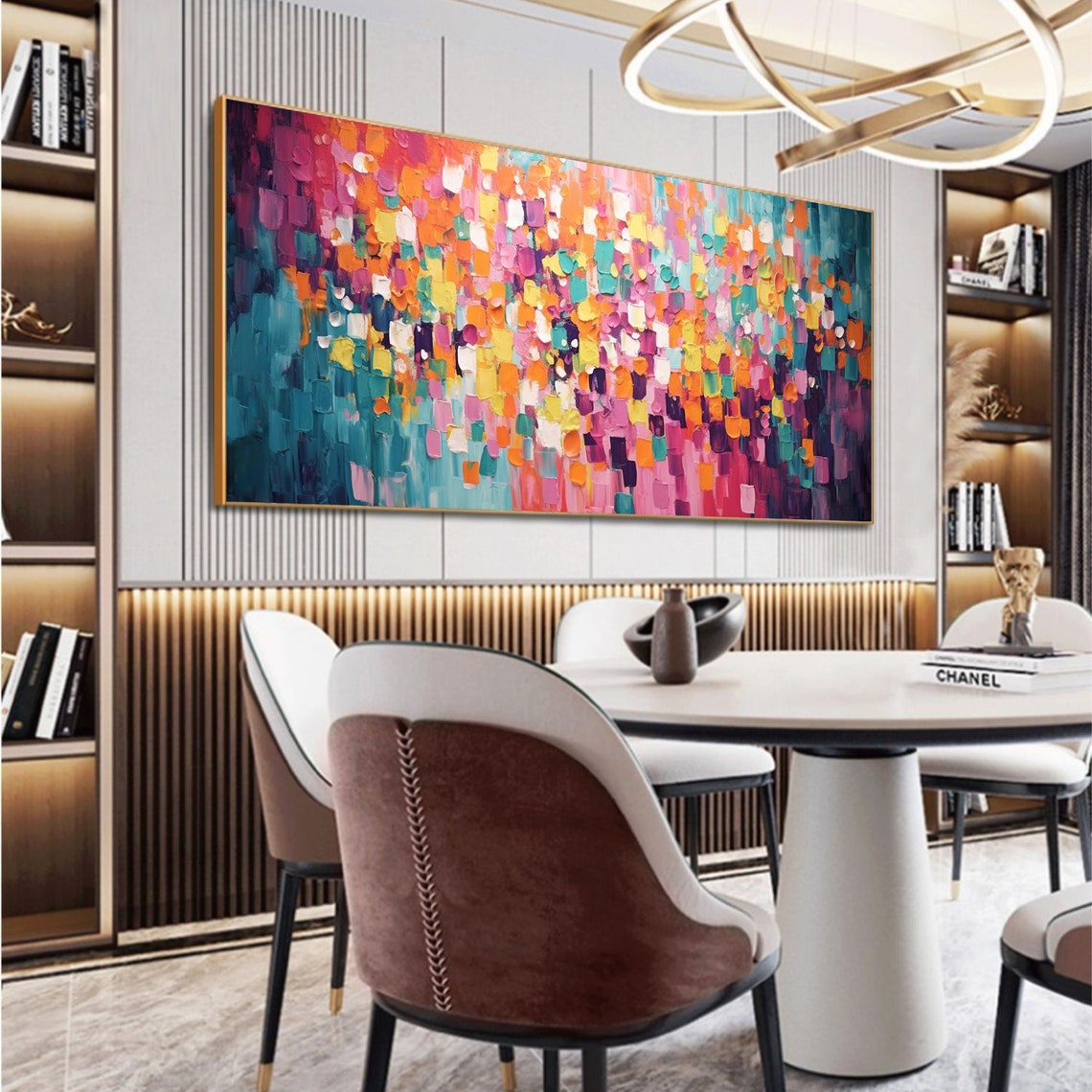 Colorful Confetti Abstract Mosaic Teal Orange Rainbow Dots Poster - Image 5