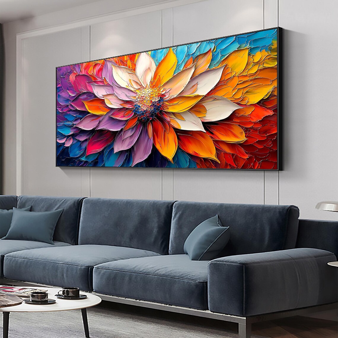Colorful Flower Oil Painting, Abstract Blossom Art Print - Image 2
