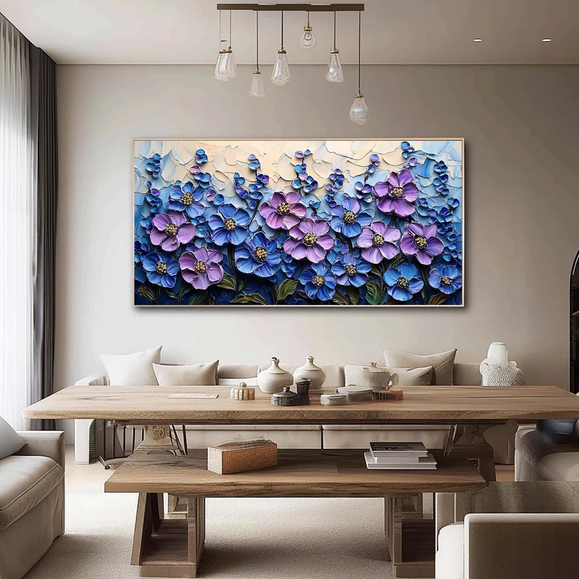 Blue Violet Anemones Blooming in Thick Impasto Texture Poster - Image 5
