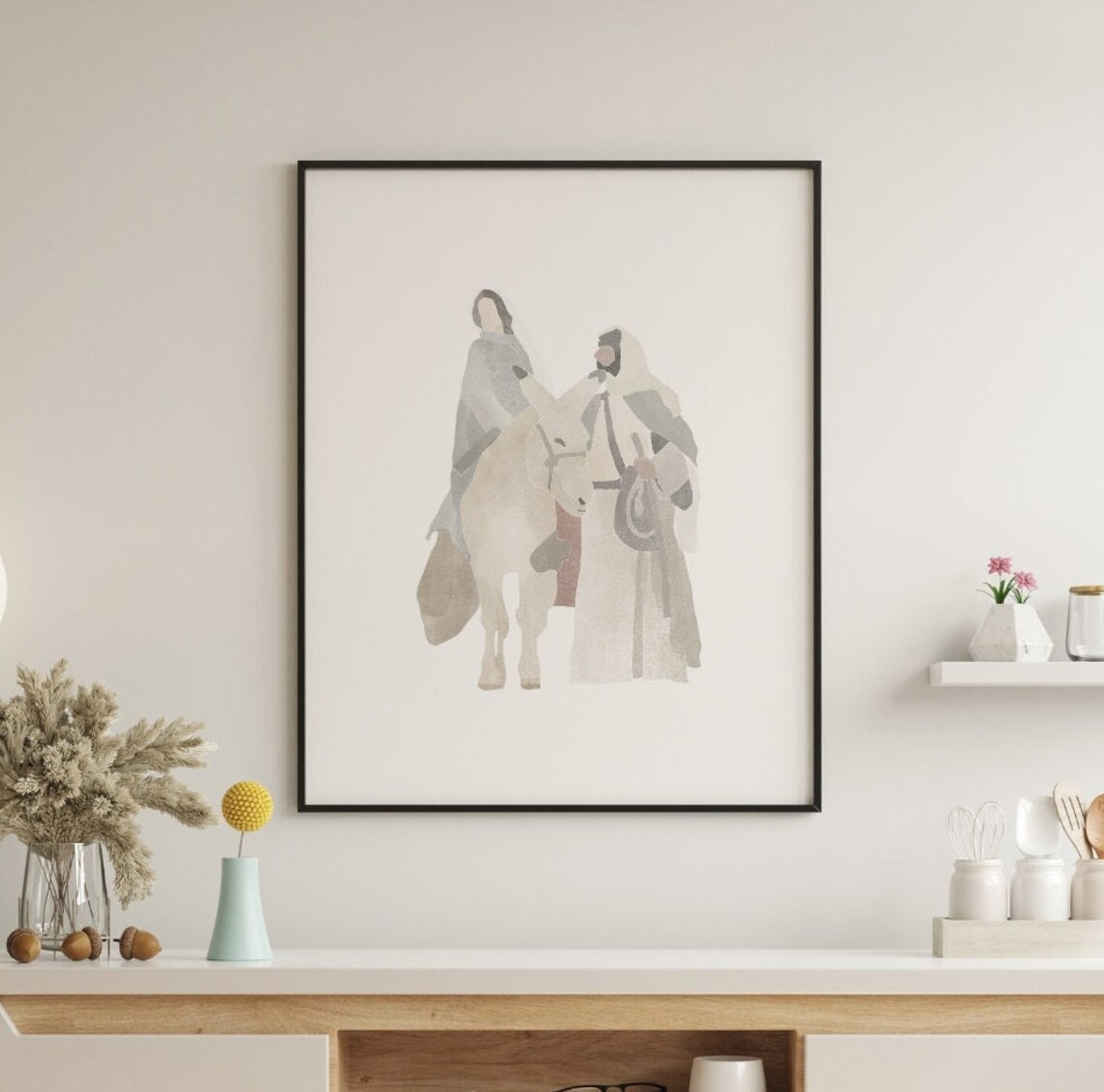 Christian Watercolor Nativity Christmas Art
