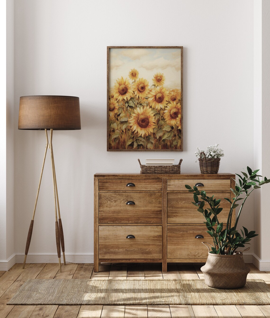 Golden Sunflower Field Oil Painting Vintage Farmhouse Poster - Image 5