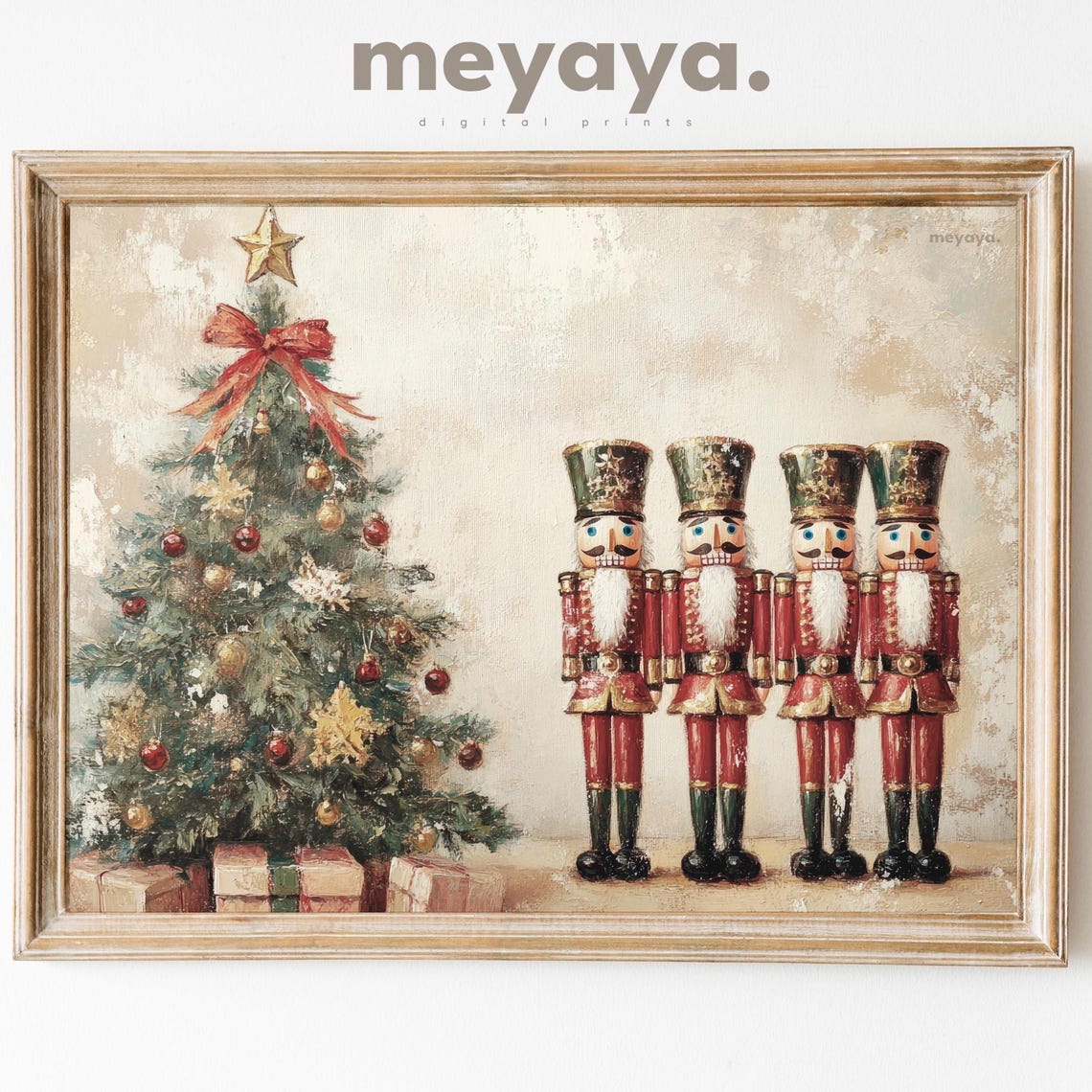 Four Nutcrackers Christmas Tree Star Topper Gifts Holiday Poster